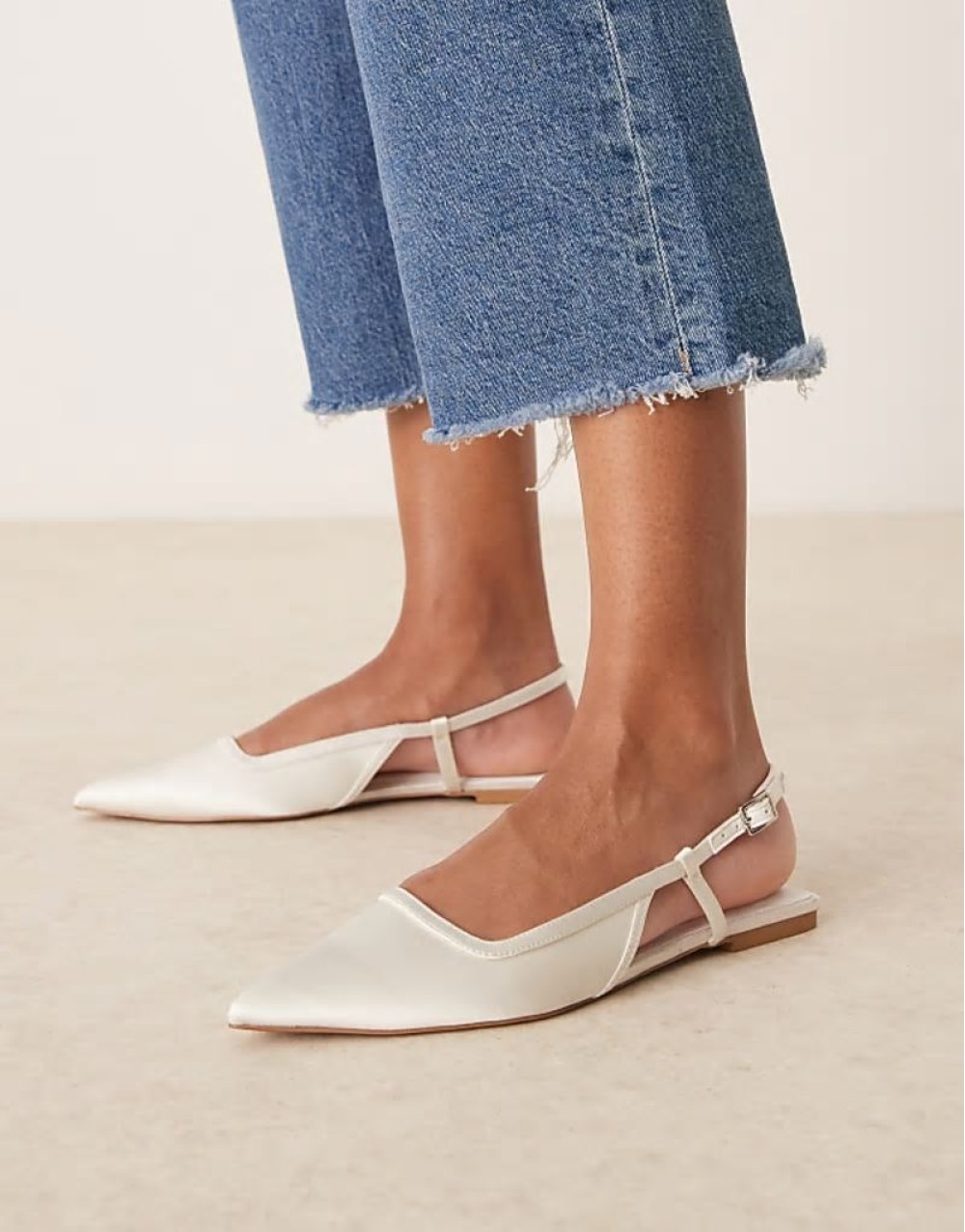 Wide Fit Lorraine slingback ballet in ivory satin